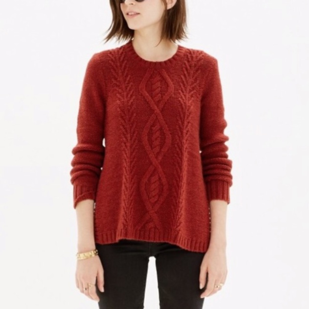 Madewell Red Cable Knit Sweater